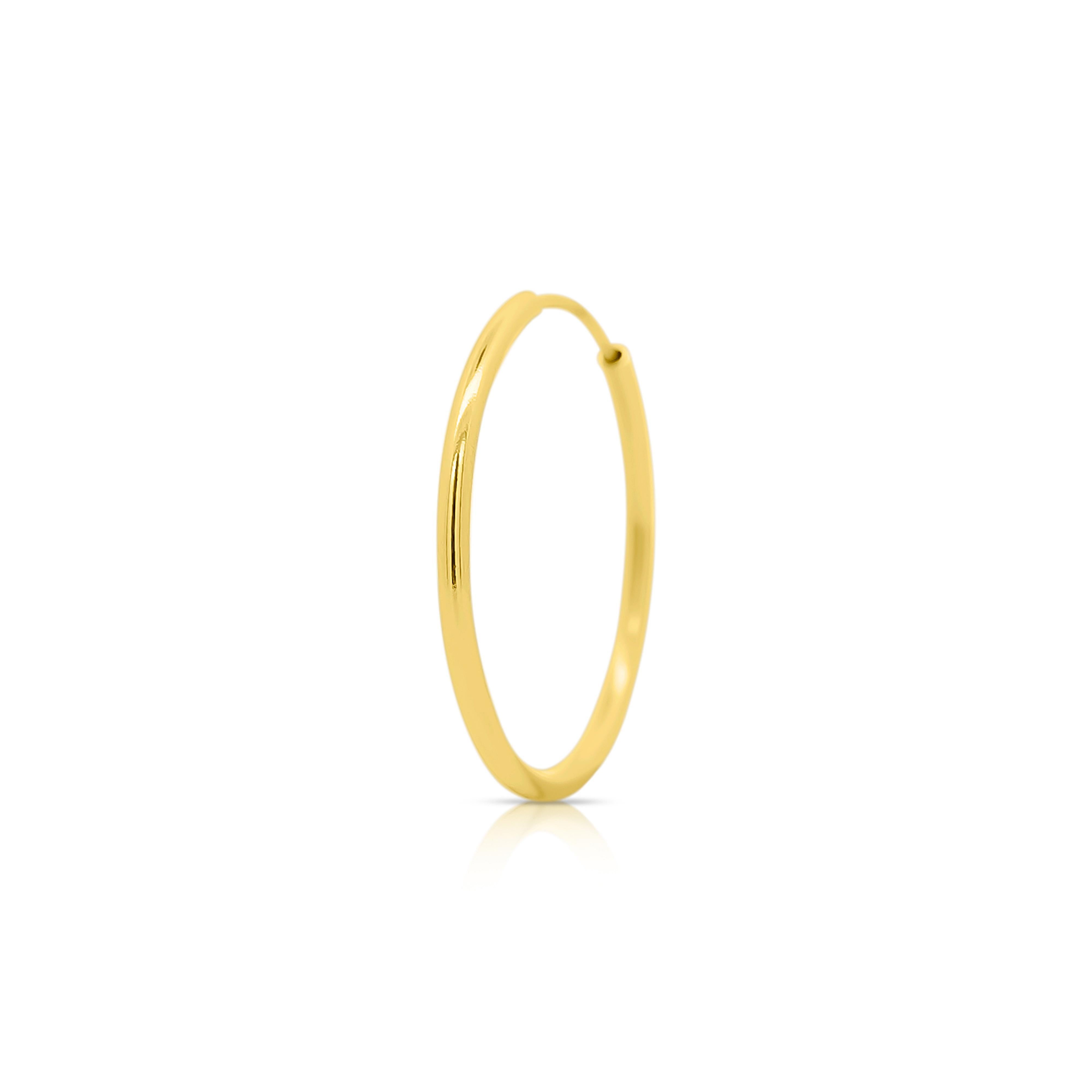25mm 14K massivem Gold dünnen Reifen Ohrringe auf Hidden Wire Closure Damen im Angebot