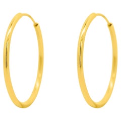 Boucles d'oreilles 25mm en or massif 14K avec fermeture en fil métallique cachée