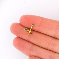 2.5mm Tiny Natural Emerald Round Stud Earrings 14K Gold Plated Silver