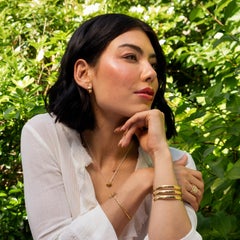 25mm Triple Bar Nomad Cuff In Gold