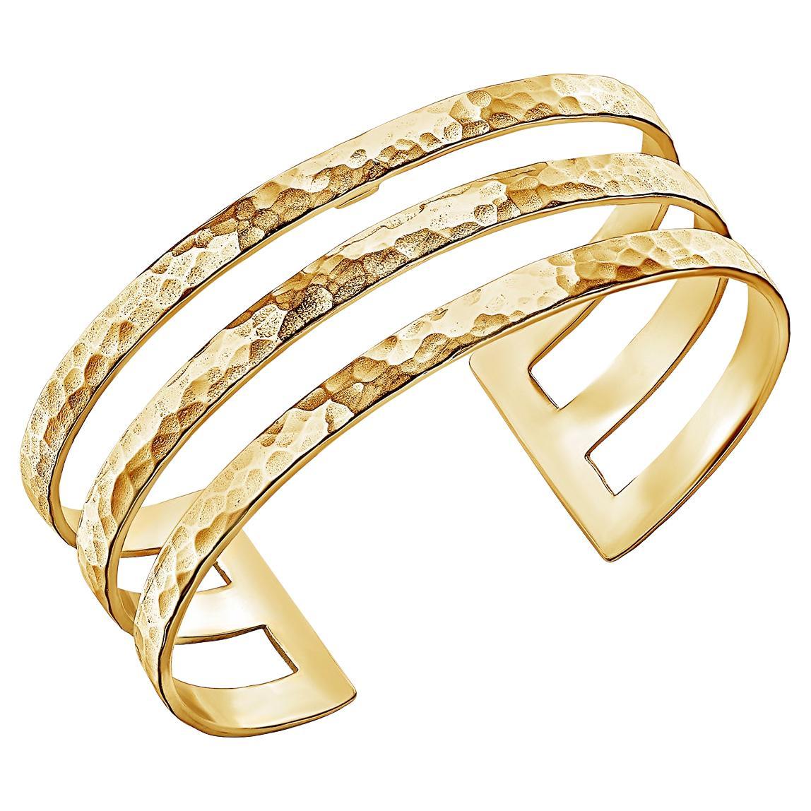 25mm Triple Bar Nomad Cuff In Gold For Sale