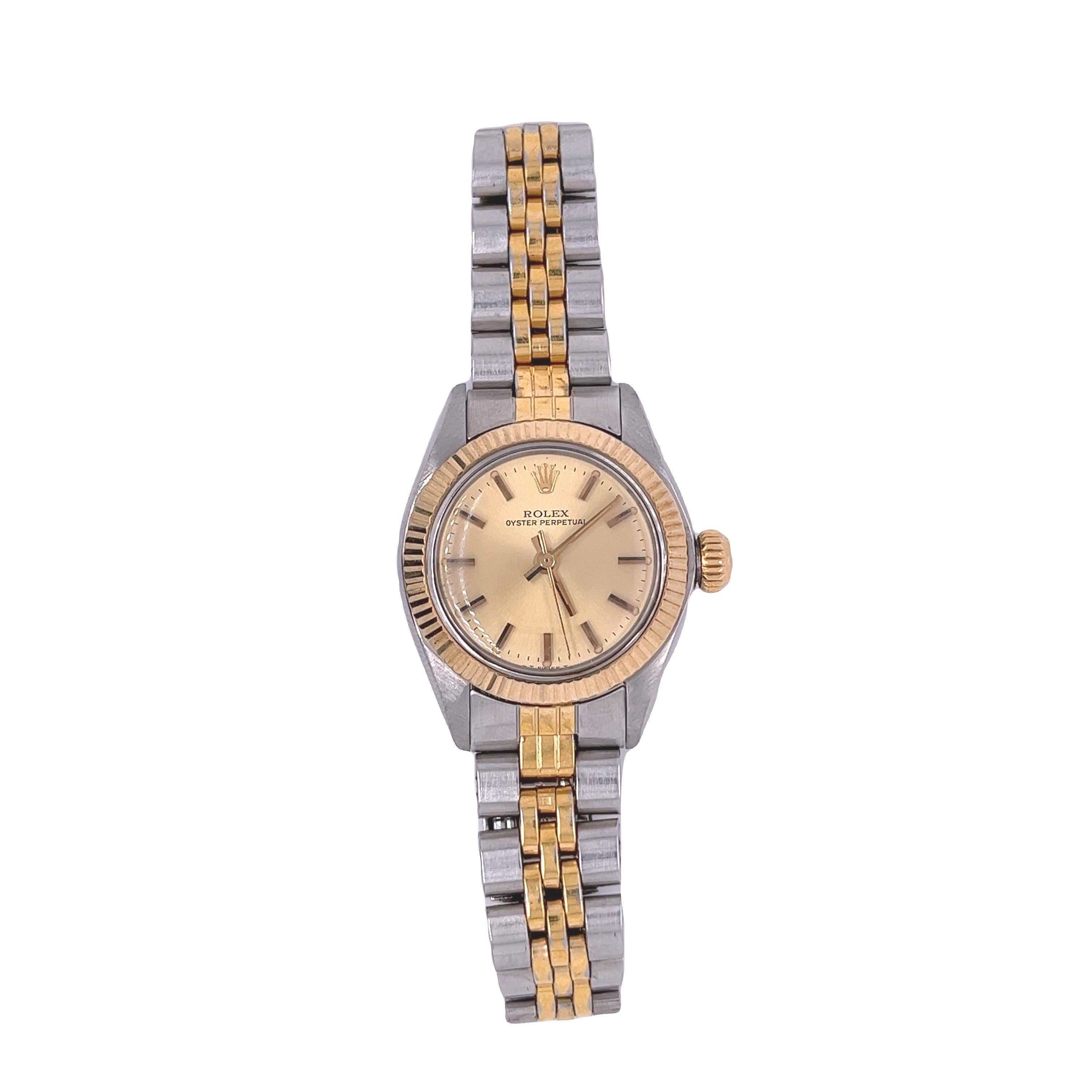 Women's Two Tone Ladies Rolex Dial Oyster Perpetual Watch with Tudor Strap