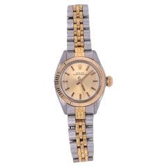Two Tone Ladies Rolex Dial Oyster Perpetual Watch with Tudor Strap