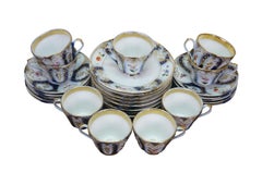 25pc Antique Cobalt Blue & Gold Tea Coffee Demitasse Cups Dessert Plates China