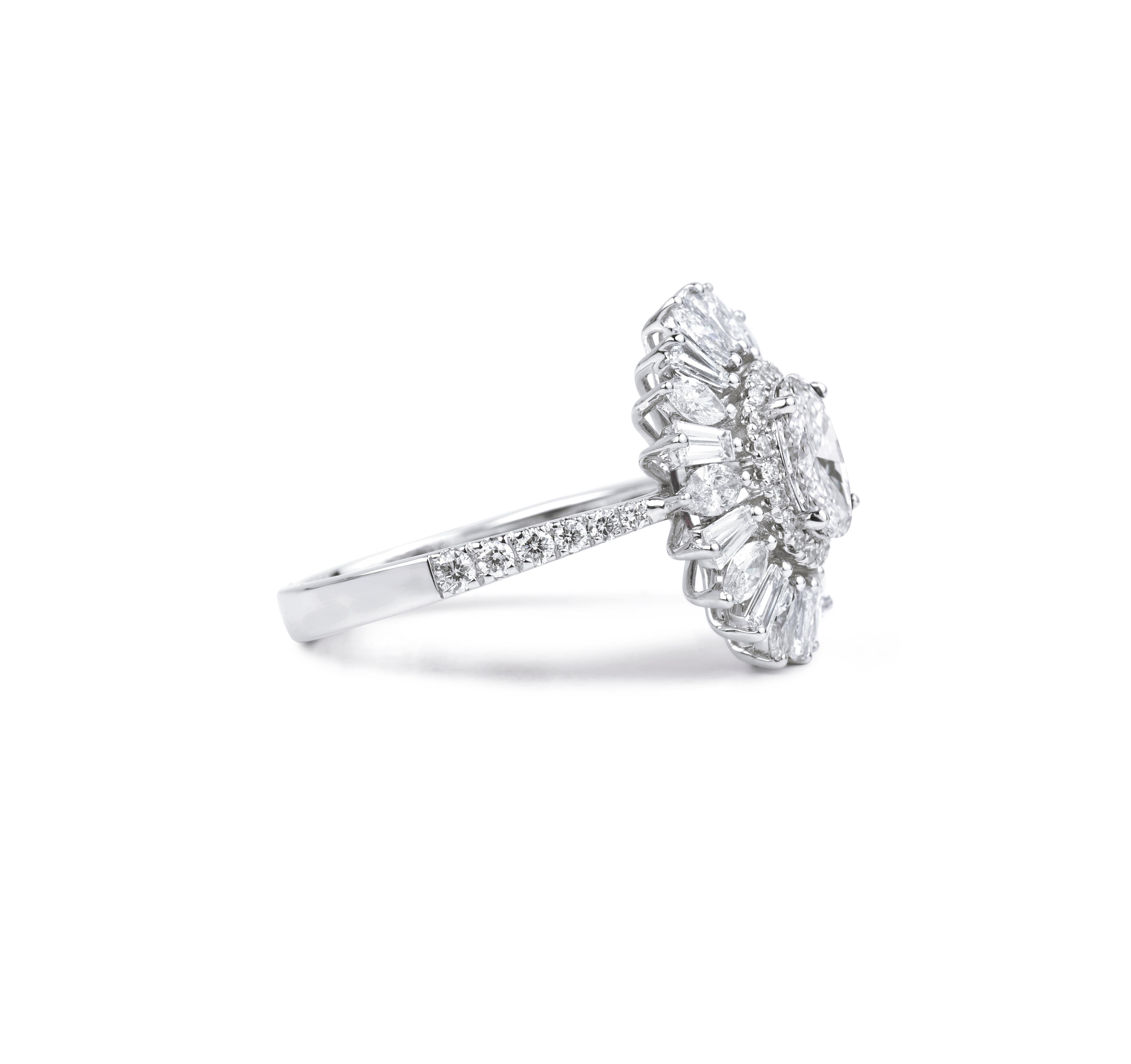 GIA Report Certified 2.5TCW G VS Oval/ Baguette Cut Diamond Double Halo Engagement Cocktail Ring

Available in 18k white gold.

Same design can be made also with other custom gemstones per request.

Product details:

- Solid gold

- Side diamond -