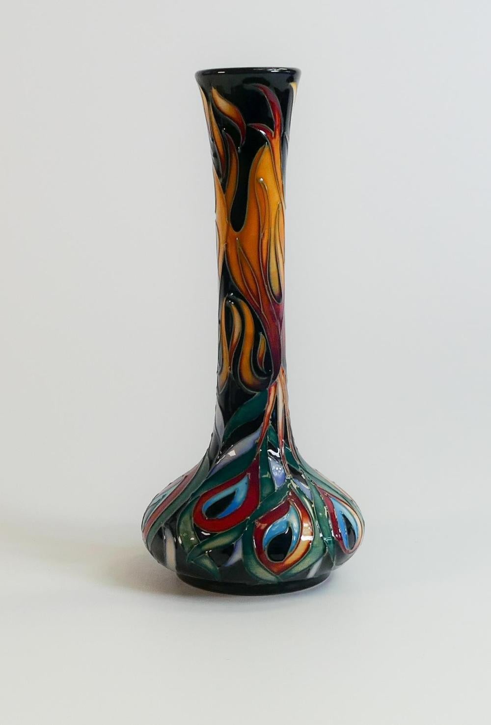 Arts and Crafts 25th Anniversary MOORCROFT Club Flames of the Phoenix by Rachel Bishop Vase For Sale