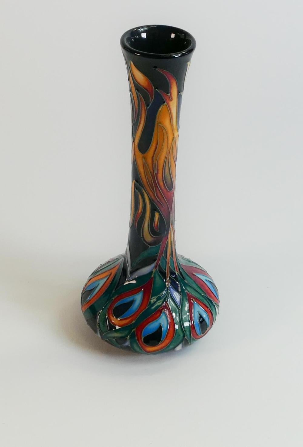 English 25th Anniversary MOORCROFT Club Flames of the Phoenix by Rachel Bishop Vase For Sale