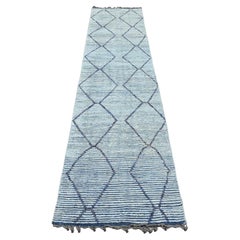 2
5"x10
 Beau Blue Moroccan Weave Geometric Design Hand Knotted Wool Runner Rug