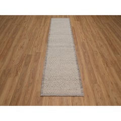 2'5"x10' Beaver Brown Modern Variegated Design Hand Knotted Wool Runner Rug