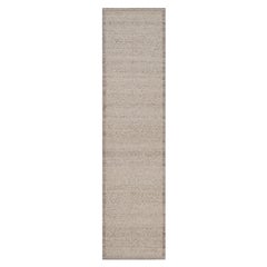 2'5"x10' Beaver Brown Modern Variegated Design Hand Knotted Wool Runner Rug