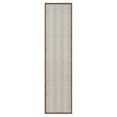 2'5"x10' Ivory Modern Design Piled Flat Weave Hand Knotted Pure Wool Runner Rug