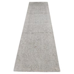 2
5 "x10
 Blanco Pergamino, Lana y Seda, Alfombra de Corredor Tejida a Mano en Jacquard Fino