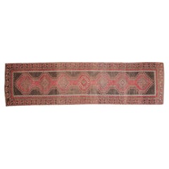 Tapis de couloir vintage Oushak vieilli