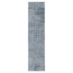 2'5"x10'1" Abstract Design Wool And Silk Hi-Low Pile Denser Weave Runner Rug