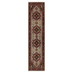 2
5"x10
1" Ivory Antiqued Fine Heriz Re-Creation Hand Knotted Wool Runner Rug