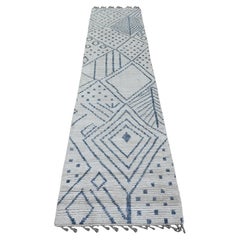 2
5"x10
6" blanc tissé marocain à motif géométrique noué à la main