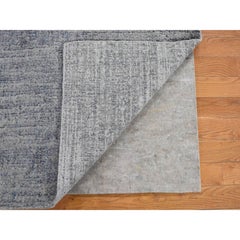 2'5"x10'8" Gray Fine Jacquard Hand Loomed Modern Runner Wool and Art Silk Rug