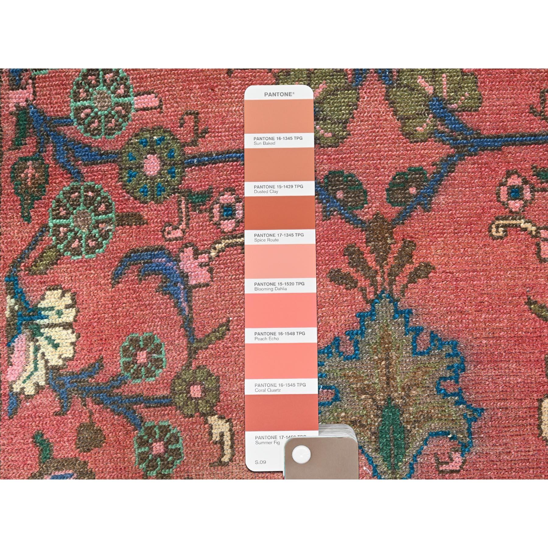 Perse Tapis de course persan Bibikabad rouge indien noué à la main 2'5