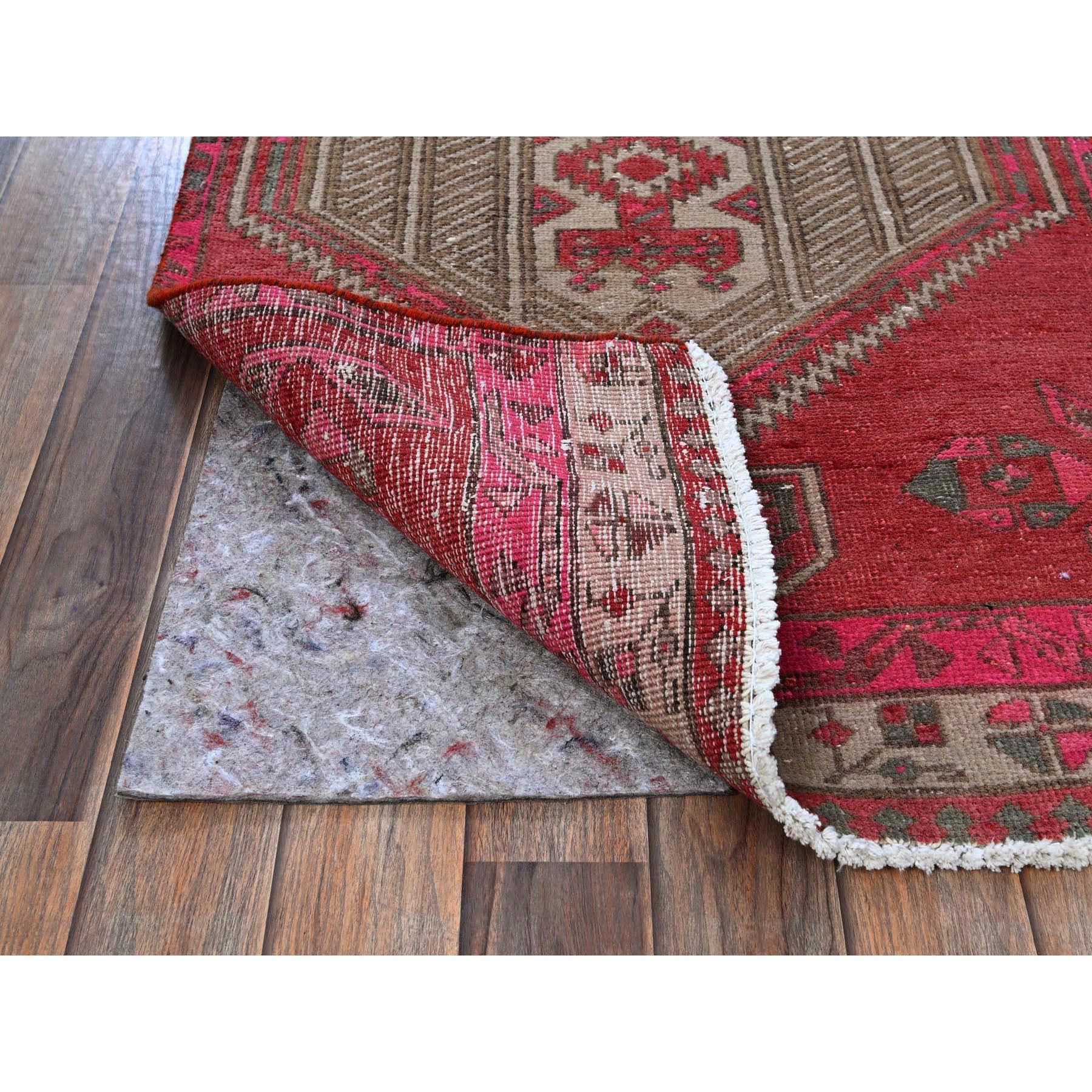 Bohémien Tappeto Runner rosso sovratinto Vintage Persian Serab annodato a mano in pura lana in vendita