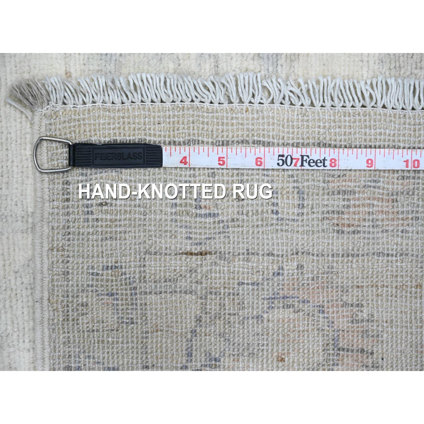 Tappeto Runner in lana annodato a mano con design a foglie Peshawar Washed Out 2'5 