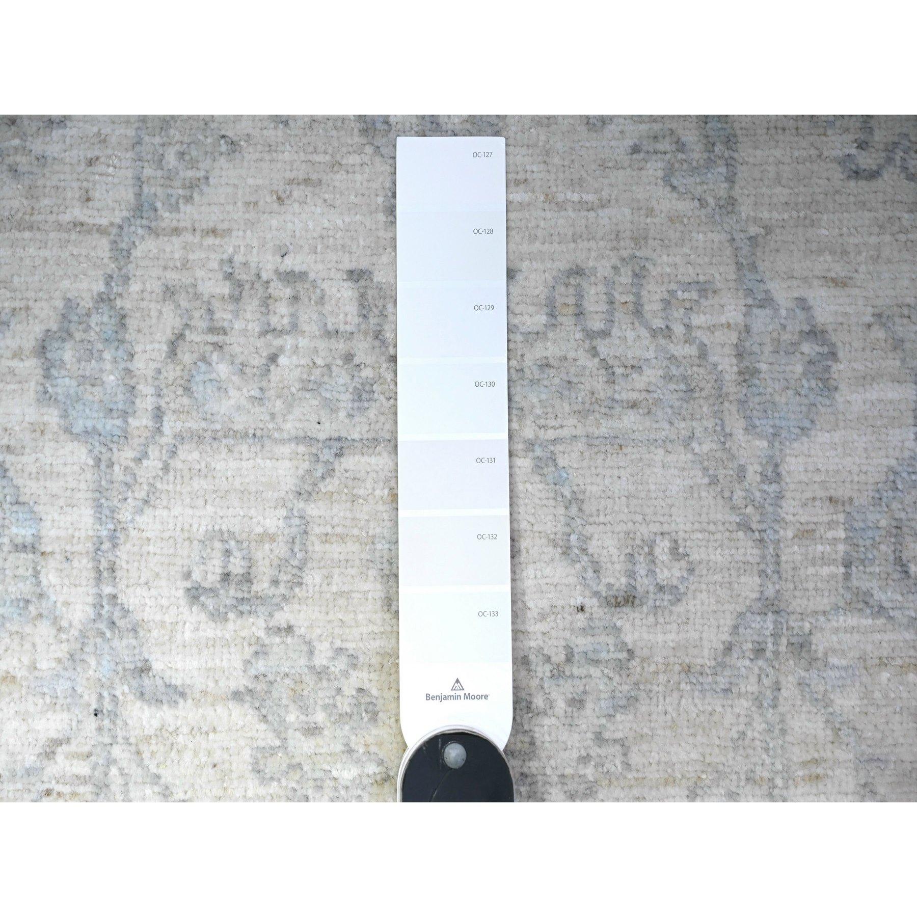 Oushak Tappeto Runner bianco di lusso in lana bianca White Wash Peshawar annodato a mano 2'5 