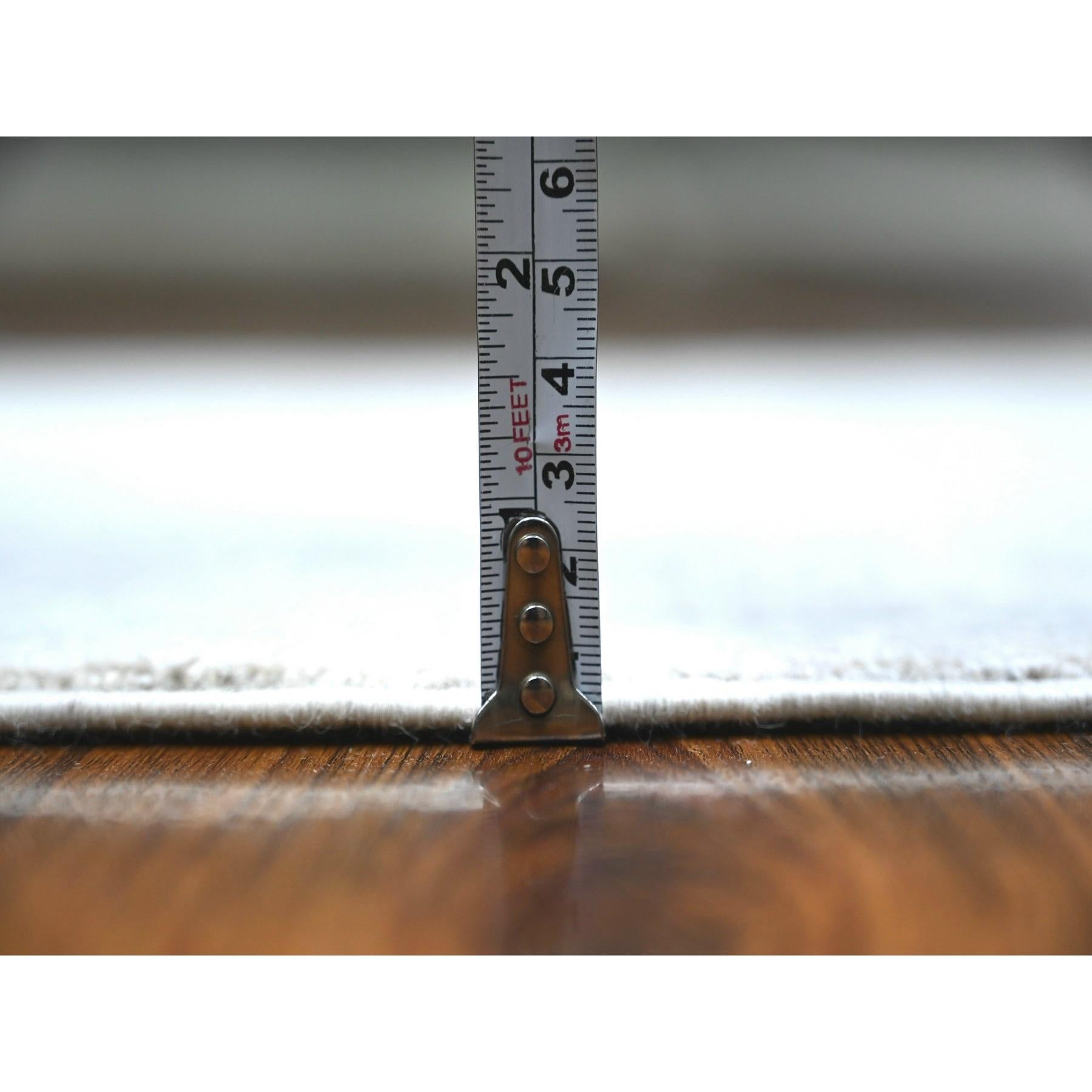 Annodato a mano Tappeto Runner bianco di lusso in lana bianca White Wash Peshawar annodato a mano 2'5 