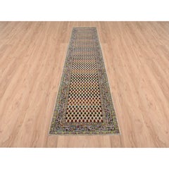 2'5"x12' Beige Sarouk Colorful Wool And Sari Silk Hand Knotted Runner Rug