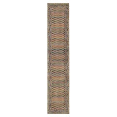 2'5"x12' Beige Sarouk Colorful Wool And Sari Silk Hand Knotted Runner Rug