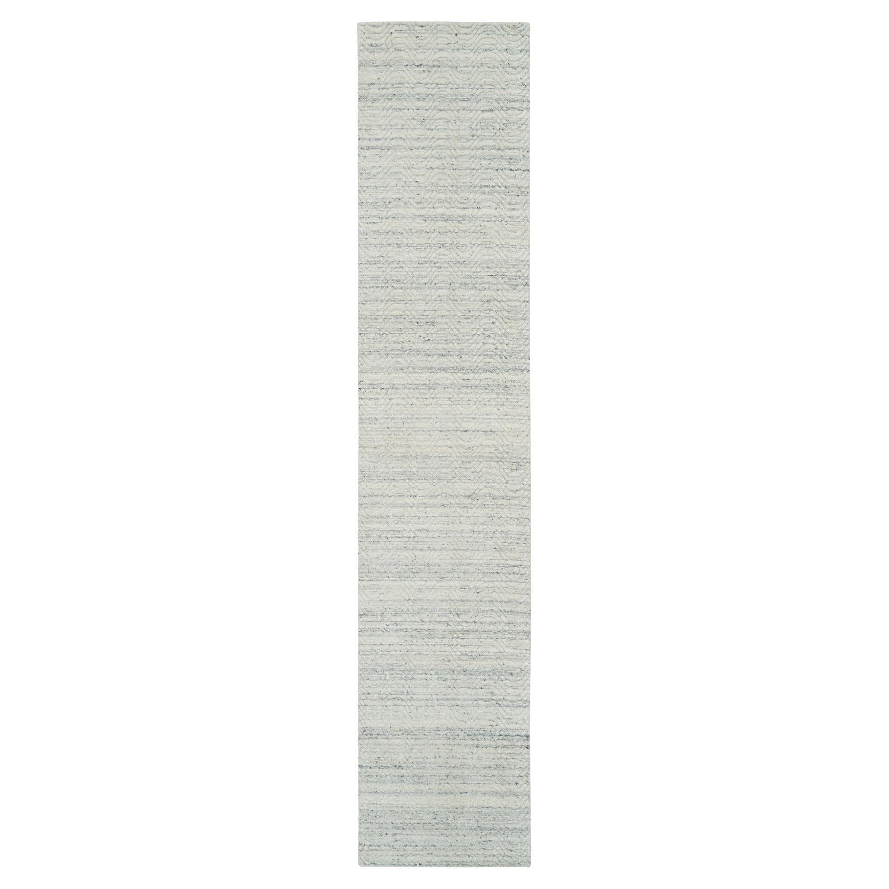 2
5 "x12
 Beige, buntes strukturiertes modernes Design, handgewebte Wolle, Läufer Teppich