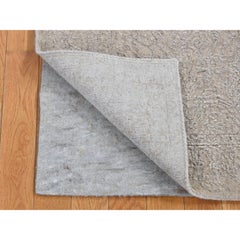 2'5"x12' Gray Fine Jacquard Erased Design Hand Loomed Wool and Silk Runner Rug
