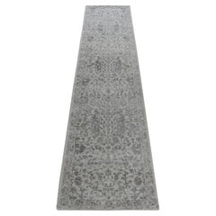 Tappeto Runner 2
5 "x12
 grigio, Jacquard lavorato a mano, disegno dell
albero di cipresso spezzato, Runner Rug