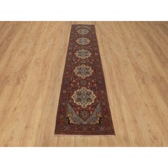 2'5 "x12' Rosso Morbido in Lana Annodato a Mano Antico Fine Heriz Re-Creation Runner Rugs