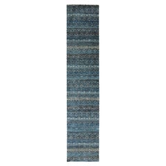 2'5 "x12' Yale Blue, Kohinoor Herat Design, 100% Lana Annodata a Mano Runner Rugs