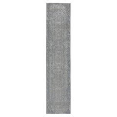 2'5 "X12'1" Alfombra Moderna de Lana y Seda Artística Tejida a Mano en Jacquard Fino Gris