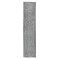 2'5 "X12'2" Grauer feiner Jacquard Teppich aus handgewebter moderner Wolle und Kunstseide