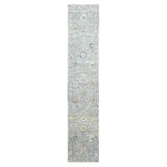 2'5"x13'10" Gray Supple Collection Oushak Design Hand Knotted Wool Runner Rug