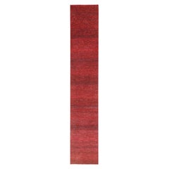 2'5 "x14' Chili Red Modern Grass Design Tappeto Runner in lana e seta annodato a mano
