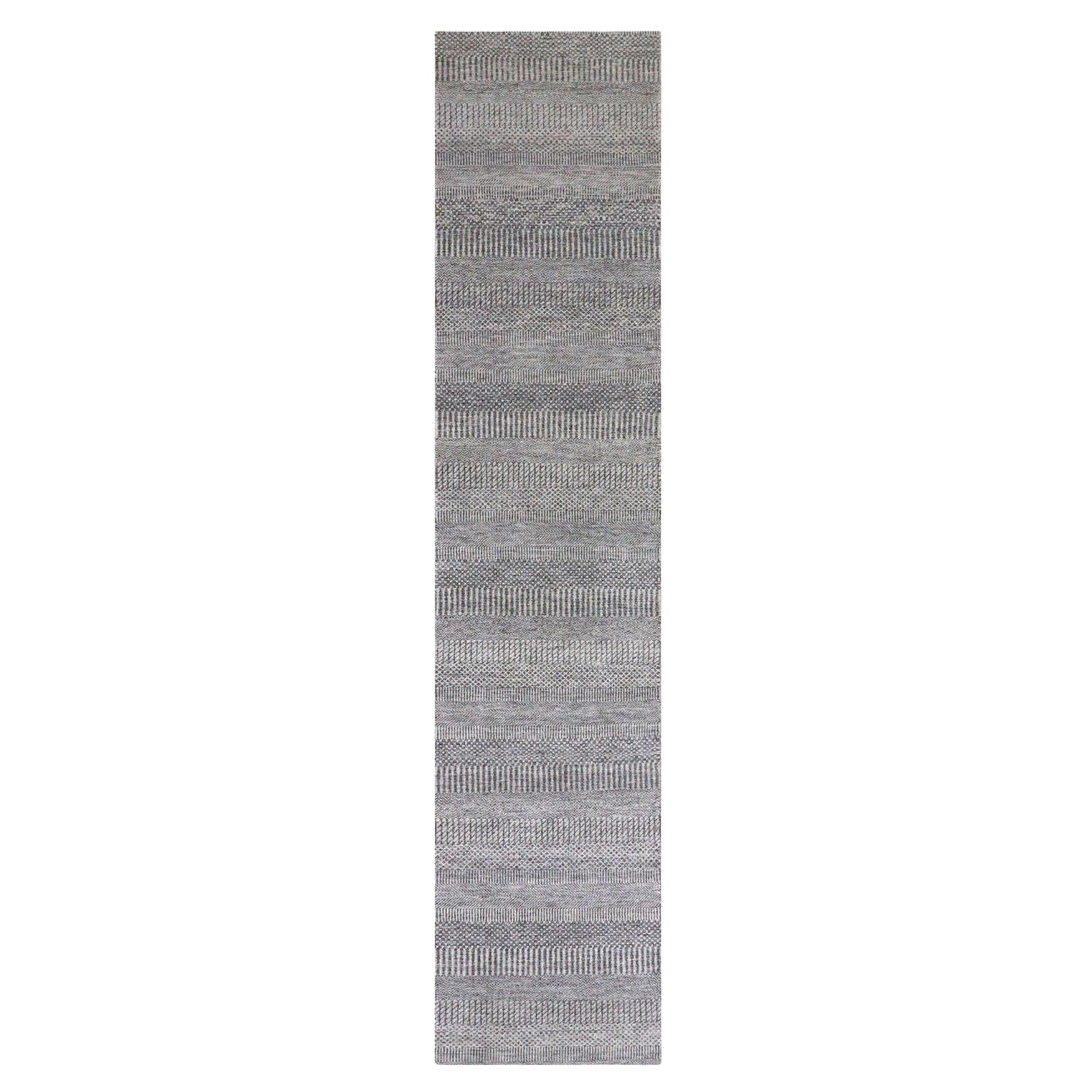 2
5 "x15
10" Rustic Gray Grass Design Hand geknüpft undyed Wolle XL Läufer Teppich