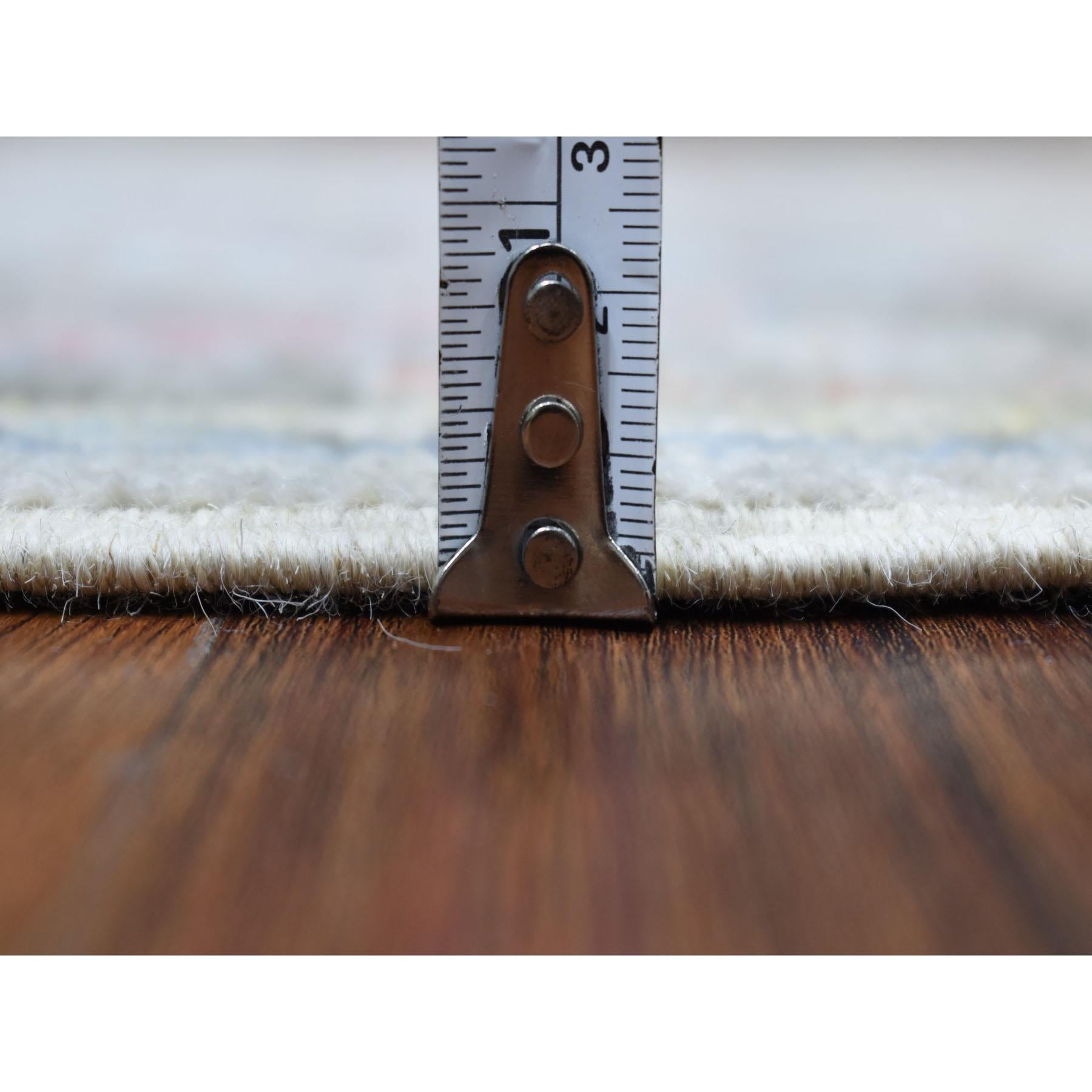 Tappeto Runner XL Orientale in Lana Lucida Annodato a Mano Grigio Angora Oushak 2'5 