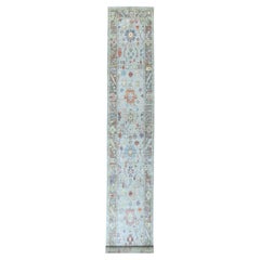 2'5"x17'1" Shiny Wool Hand Knotted Gray Angora Oushak Oriental XL Runner Rug