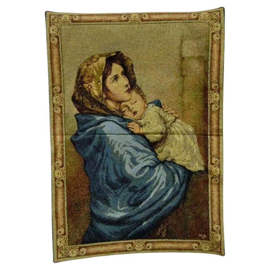 25 "x18" Tapiz Francés Aubusson Madre y Niño Madonna Ferruzzi en venta