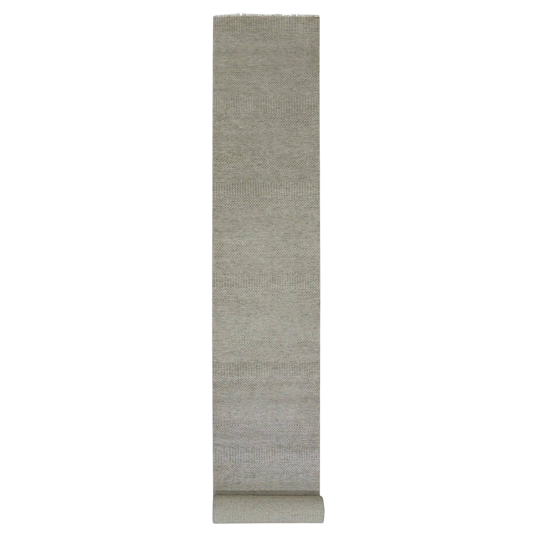 2'5 "x18'6" Scorpion Gray Undyed Wool Hand Knotted Wide Runner Grass Oriental Rugs