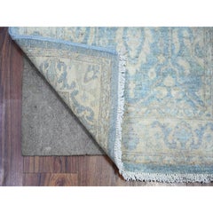 2'5"x18'9" Sky Blue Finer Peshawar Wool Hand Knotted XL Runner Oriental Rug