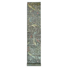 2'5"x19'9" Brown Peshawar Birds of Paradise Design Hand Knotted Wool Runner Rug