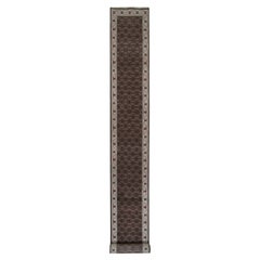 Tappeto Runner Herati XL nero 175 Knots Rugs e seta, annodato a mano.