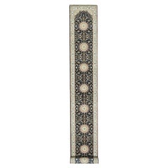 2'5"x20'1" Blue Wool Hand Knotted Central Medallion Nain XL Runner Oriental Rug