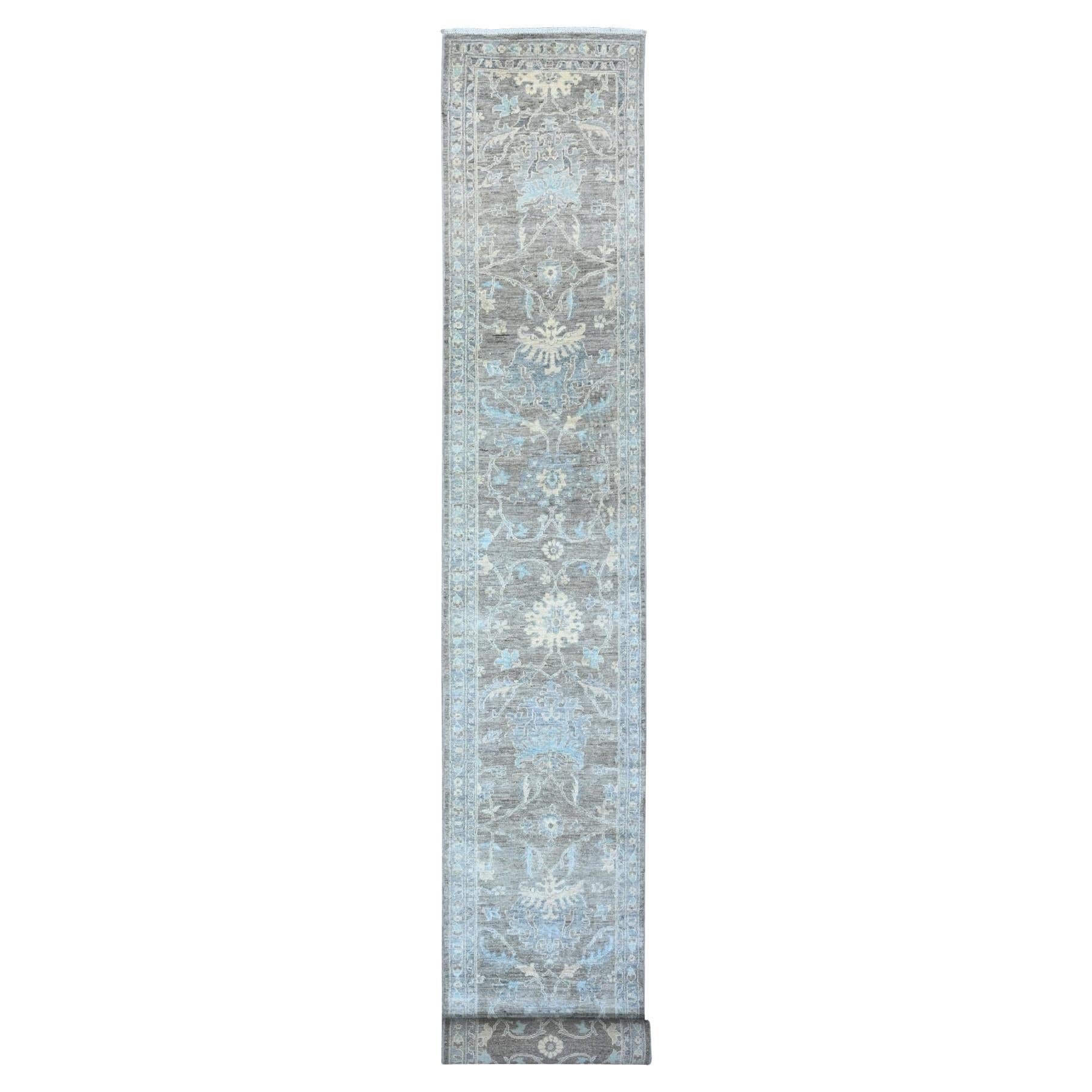 2'5"x20'1" Perfect Gray All Over Mahal Design Oversized Runner Oriental Rug For Sale
