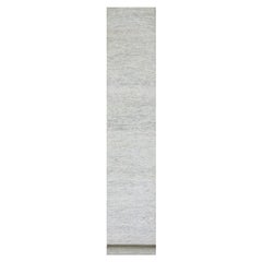 2'5"x21'9" Moonshine Gray Grass Design Undyed Hand Knotted XL Runner Oriental Ru