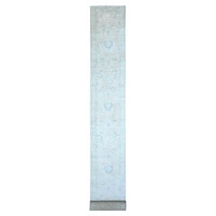 2'5"x23'8" Beige, Washed Out Peshawar, Hand Knotted, Pure Wool, XL Runner Rug