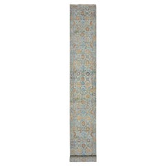 2
5"x24
10" Baby Blue Sultanabad Reimagined Hand Knotted Pure Wool Runner Rug